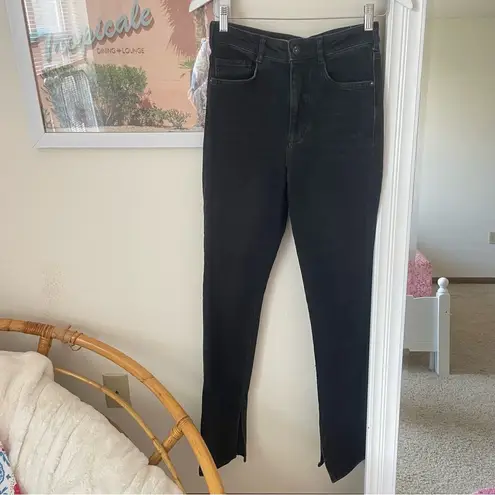 Pilcro Anthropologie Straight Split Hem Jeans in Black