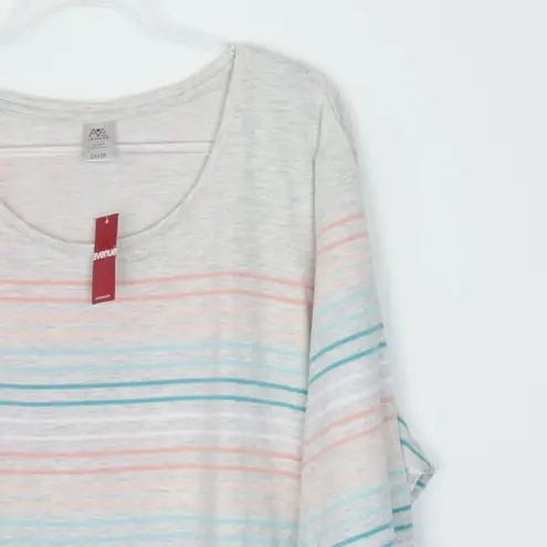 Avenue NWT Womens 3/4 Sleeve Striped Top Size 26/28 Round Neck Leisure Casual