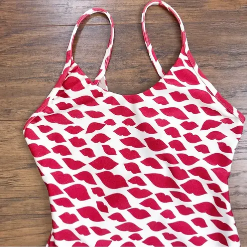 Adriana Degreas • Bacio Lip Print Swimsuit one piece red cream retro beach
