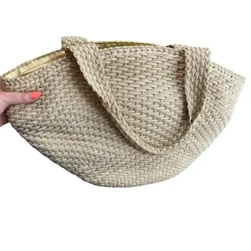 De Vecchi By Hamilton Hodge Woven Top Zip Beach Bag Natural Beige Italian Made Tan