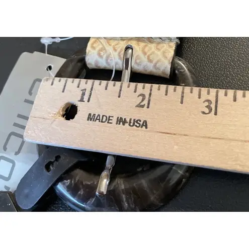 Chico's  Womens Large Powder Exotic Leather Belt Animal Print Western‎ Office NEW