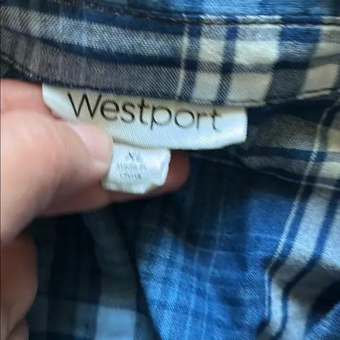 Westport Blue and White Casual Button Down Shirt