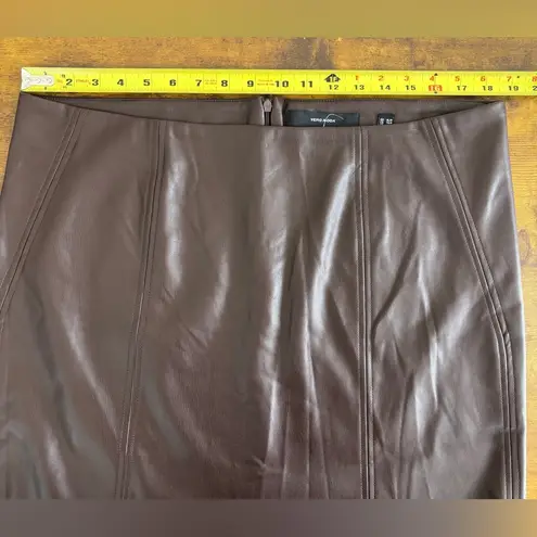 VERO MODA NWT Women's XL Faux-Leather High-Rise Mini Skirt Coffee Bean Brown