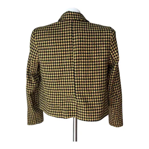 ZARA  Yellow Plaid Wool Short Houndstooth Blazer Jacket Coat Sz S/M