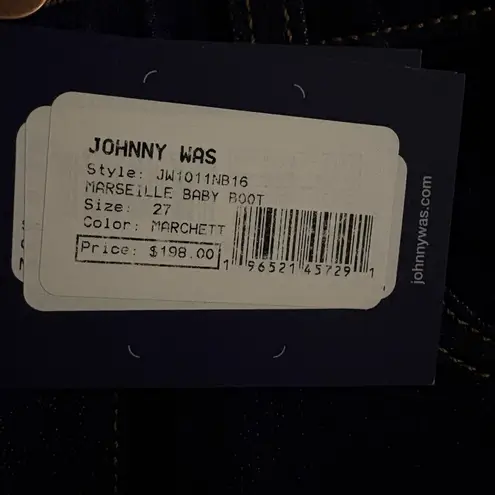 Johnny Was Marseille Baby Boot Jean 27 Women’s Marchett Dark Wash Blue