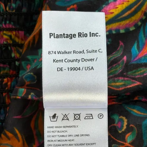 Farm Rio Pineapples Mini Dress Floral Fruit Print Black Orange Size Small