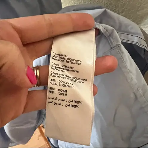 3.1 Phillip Lim Blue Poplin Cotton Midi Flare Dress 4 FLAWED