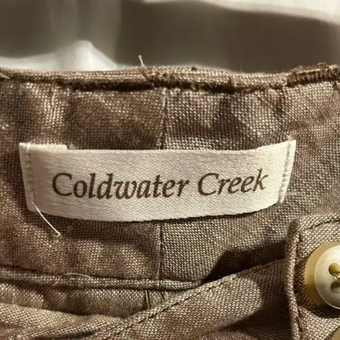 Coldwater Creek Women’s 12P Linen Cotton Blend Cropped Wide Leg Pant Brown Color