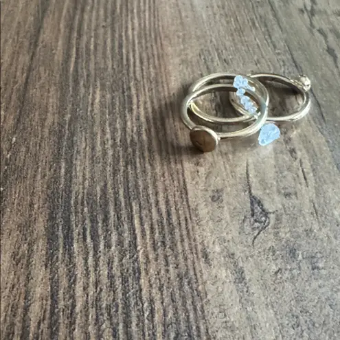 Bansri Elegant Gold Ring with Crystal Accent Rings Size 7 3piece