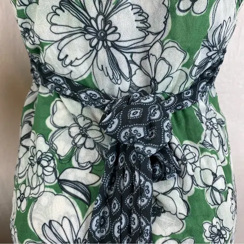 Sweet Pea Green & White Floral Mesh Short Sleeve Print Top L Size L