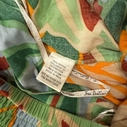 True Destination Tropical Print Women's Wide Leg Pants XL Green