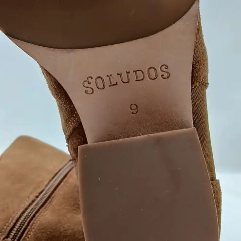 Soludos Emma Boots Women's Size 9 Tan Suede Booties Chunky Block Heel outdoors