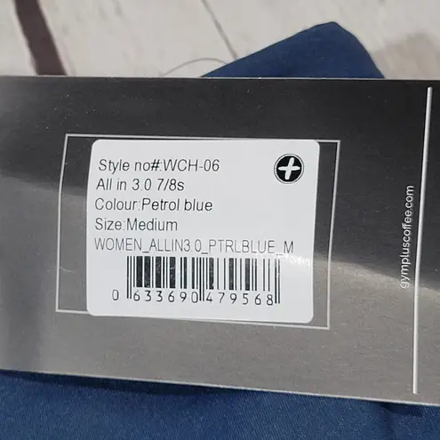 Gym + Coffee Petrol Blue All in 3.0 7/8s Athletic Leggings Womens Medium Pockets