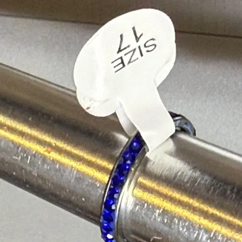 Fashion Ring Blue Rhinestone Infinity Band Size 6.75 Stainless Steel 17mm