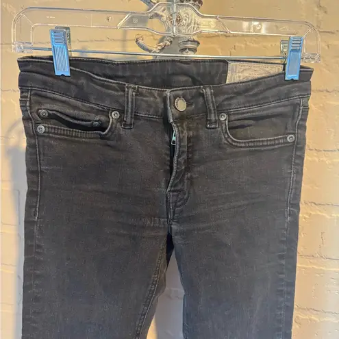 All Saints jeans black faded distressed skinny zipper ankles
