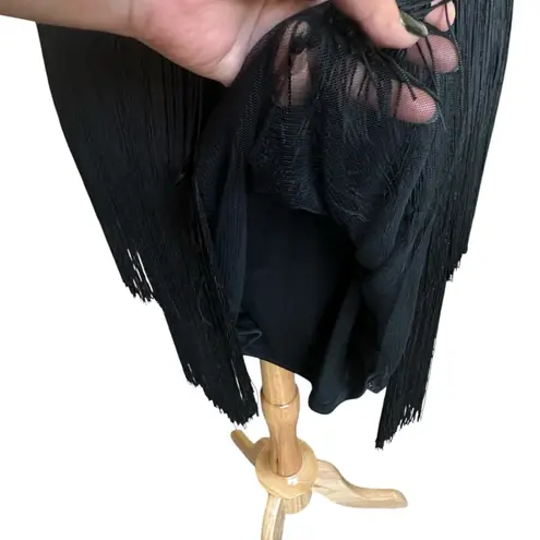 BABEYOND Flapper Dress XL Long Fringe Showgirl Dress Roaring 20s Sequins Beaded Black