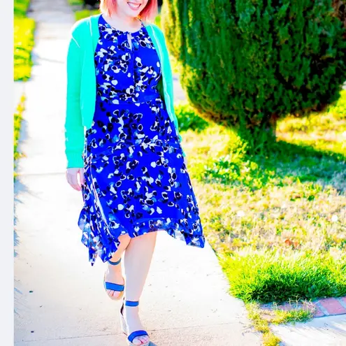 CAbi 5576 Untamed Dress electric blue floral Size M