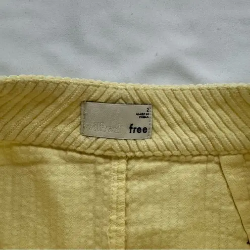 Wilfred  Free sz 2 Yellow Karmen Corduroy Button Mini Skirt Cotton Pastel Preppy