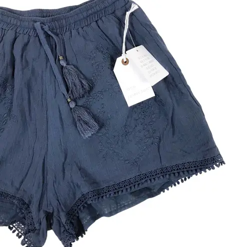 Coco + Jaimeson NWT Blue Boho Tassel Embroidered Cottagecore Shorts