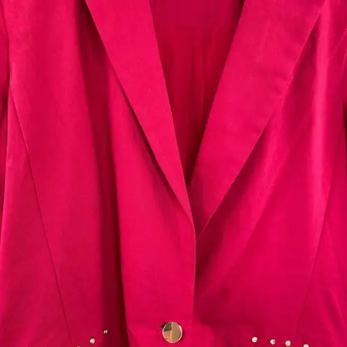 Thalia Sodi  Cerise Pink Studded Pocket Blazer Jacket Size M Career Office Barbie