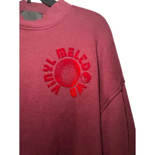 Alexander Wang Burgundy Oversized Cropped Vinyl Meltdown Sweatshirt
