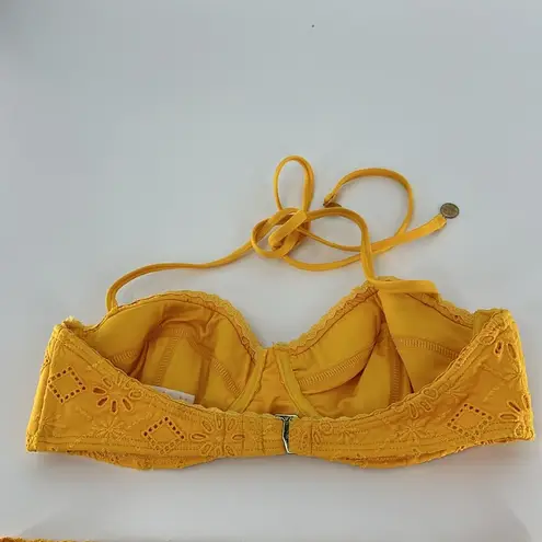 Kate Spade  High Waisted Yellow Eyelet Two Piece Swimsuit Set