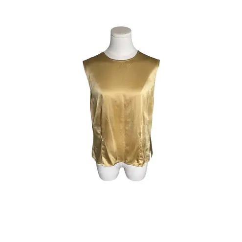 Vintage Alexandria 100% Silk Gold Sleeveless Blouse Size 12 Quiet Luxury