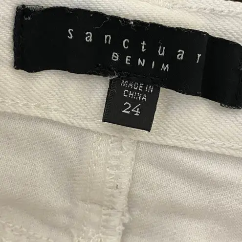 Sanctuary  White Denim Frayed Zipper Detail Mini Jean Skirt Women's Size 24