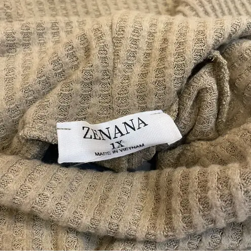 Zenana Outfitters Brushed Thermal Waffle Knit Cowl Neck Hi Low Tunic Sweater Stretch 3X New