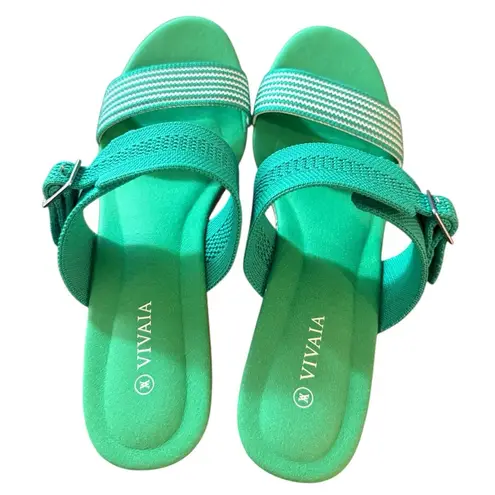 VIVAIA Adjustable Strap Wedge Sandal Sammy Green Grass 39 BRAND NEW NEVER WORN Size 8