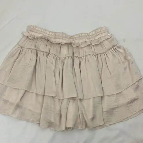 Elegant Cream Skirt with Tassel Drawstring and shorts underneath size large Tan
