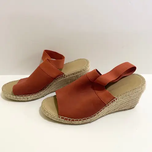 Adrienne Vittadini Espadrille Wedge Sandals Elastic Strap Orange Size 9M Summer
