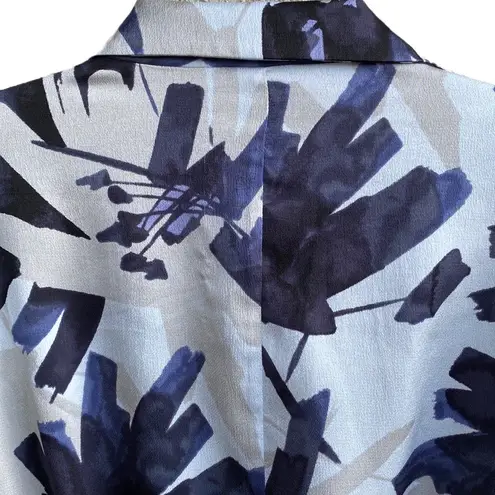 Nic+Zoe Inky Flowers Satin Crepe Single-Button Long Jacket, Adjustable Waist