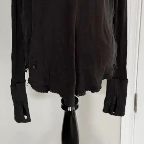 Free People  Ribbed Distressed Long Sleeve Shirt size small