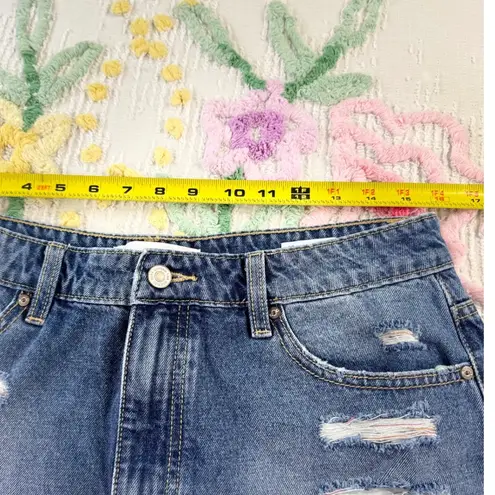 Kancan Distressed Cutoff Denim Shorts Rainbow Detail Women's Size L Blue Size L