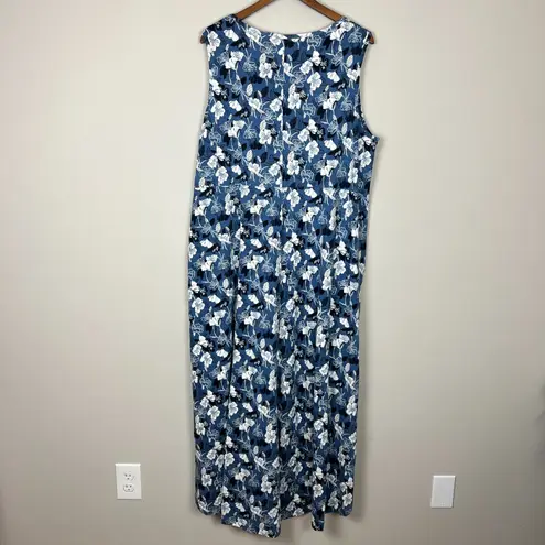 Duluth Trading Co Dress Womens 2X To N Flow Maxi Blue Floral Plus High Low New