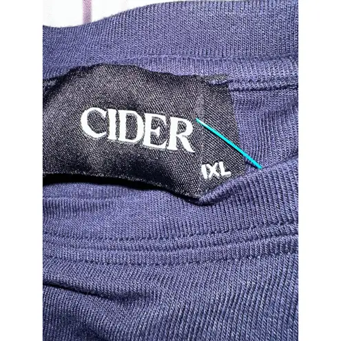 Cider Women's Navy Silver Star Long Sleeve Tee Plus Size 1X