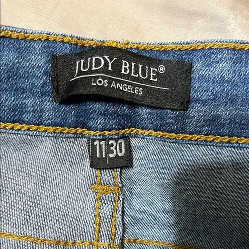 Indigo Blue  Distressed Cropped Jeans