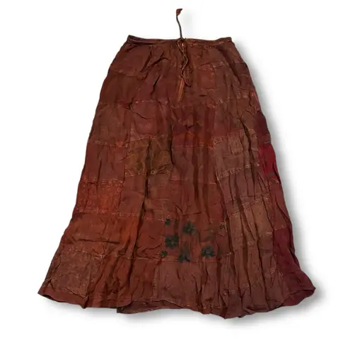 Vintage Creative Clothing Maroon Dark Red Patchwork Skirt Size Medium