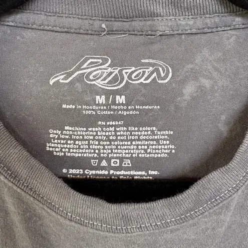 Poison Rock Band Concert Tee Skull Grunge 1988 Tour Music Acid Wash Gray Medium
