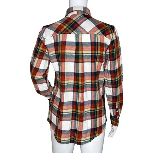 J Crew Shirt Womens XS Red White Plaid Button Up Cabin Campcore Classic Preppy