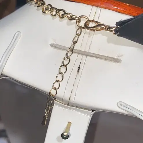 NWT Golden Layered Bib Necklace with Red & Black Beaded Accents Red