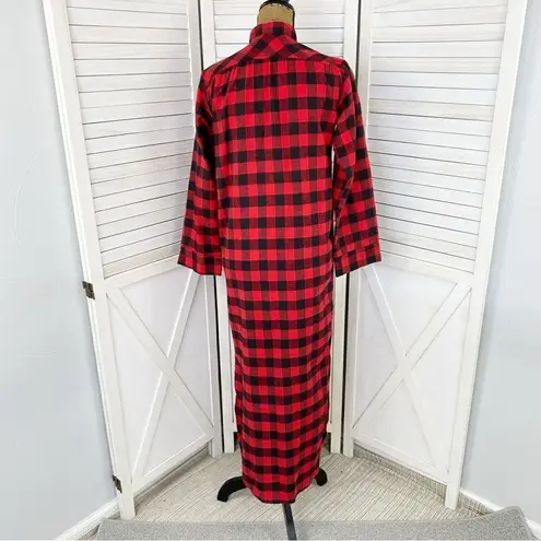 Woolrich Vintage Buffalo Check Flannel Nightshirt Red Black Small Maxi
