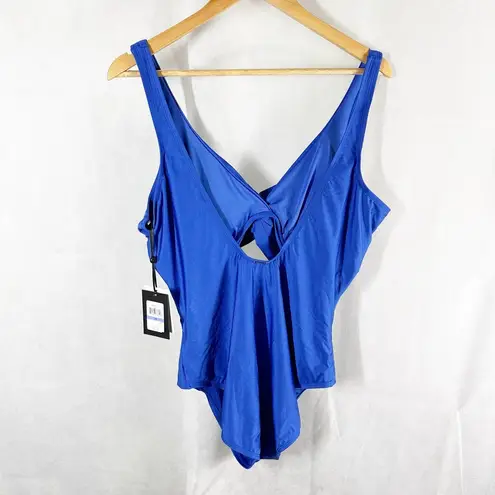 DKNY  LAPIS Peek-a-Boo Twist One-Piece Swimsuit Size 18