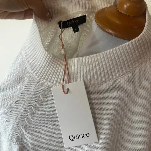 Quince mock neck cotton Pullover sweater in ivory NEW WOMENS LARGE
