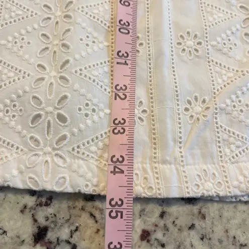 Spartina 449 Catrina Eyelet Dress Pearl White Short Sleeve Square Neck XS NWT