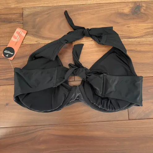 Shapermint Essentials Full Coverage Halter Bikini Top Womens XL Black Swimwear