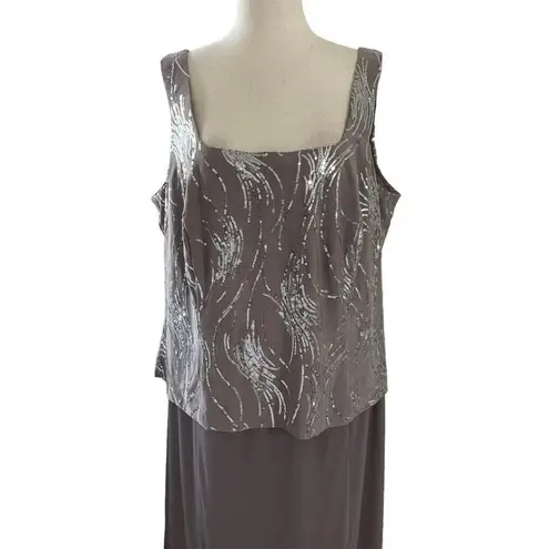 Alex Evenings Women Size 18 2pc Set Gray Party Dress Sequin Formal 21-934