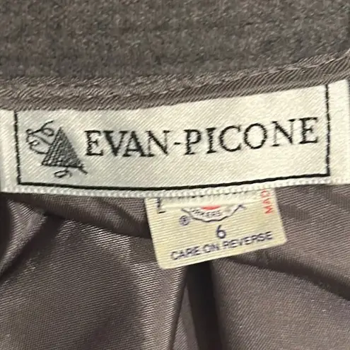 Vintage Women Wool Evan Picone Gray Knee Length Skirt Pockets Size 6 Made in USA