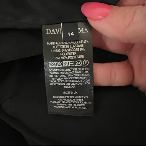 NEW NWT David Koma Lace Trim Cami Top Detail Gown Cady & Lace In Black Size 10